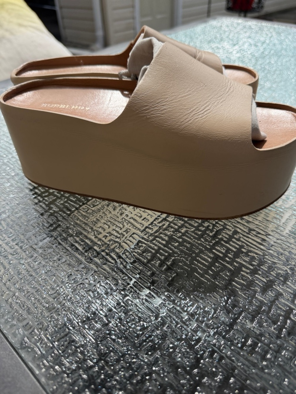 Burberry Taupe Leather Open-Toe Slide Mules Alice sandal - Picture 2 of 7